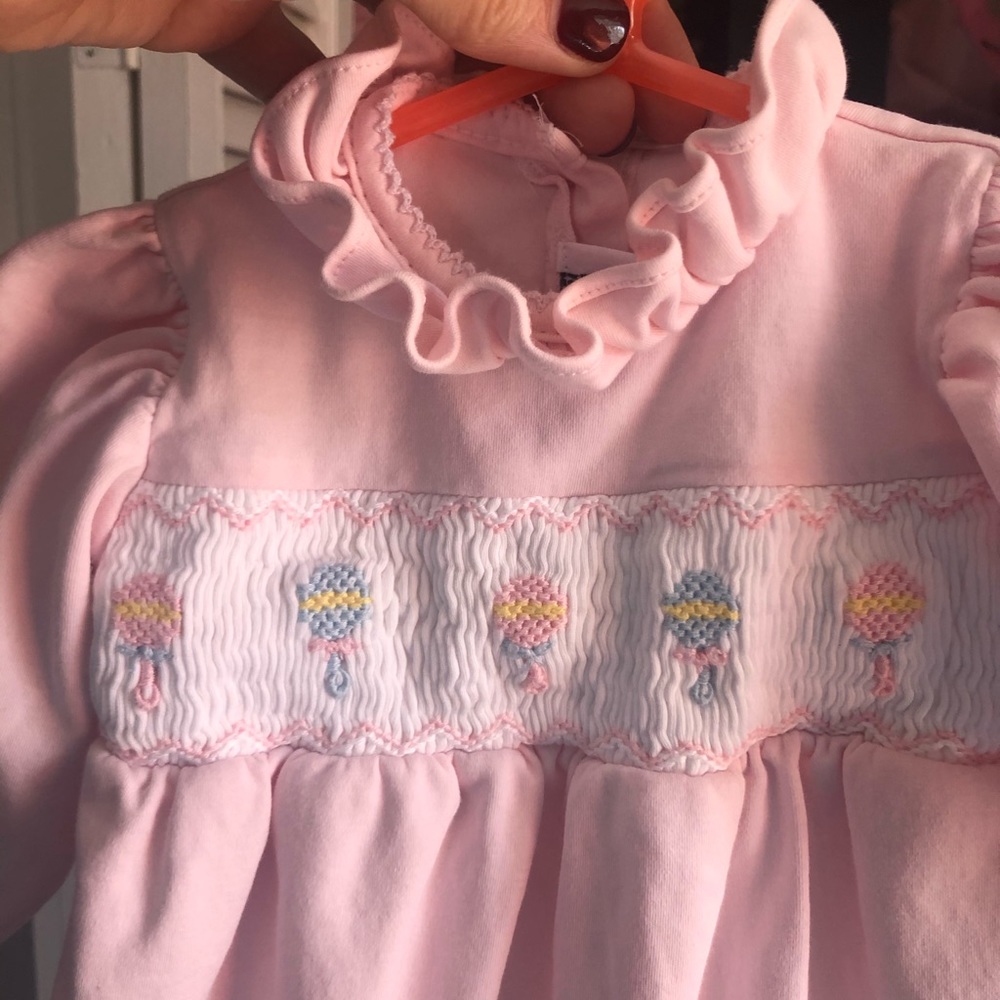 Baby girl 3 mo smocked onesie pant outfit